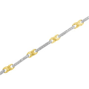 Bids.com 10K Yellow Gold 1.00 Cttw Pave Set Diamond Bar and  X-Link 7" Bracelet (I-J Color, I3 Quality) Bracelets White Smoke Yellow.Gold / 7