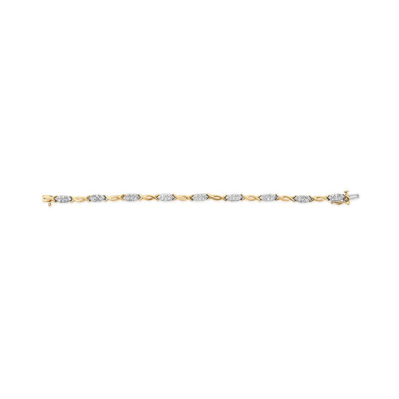 Bids.com 10K Yellow Gold 1.00 Cttw Round-Cut Diamond Spiral Link 7" Bracelet (H-I Color, I2-I3 Clarity) Bracelets Seashell Yellow.Gold / 7