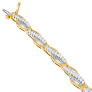 Bids.com 14K Yellow Gold Round and Baguette Cut Winding Love Diamond Bracelet (3.00 cttw, H-I Color, SI1-SI2 Clarity) Bracelets White Smoke Yellow.Gold / 7