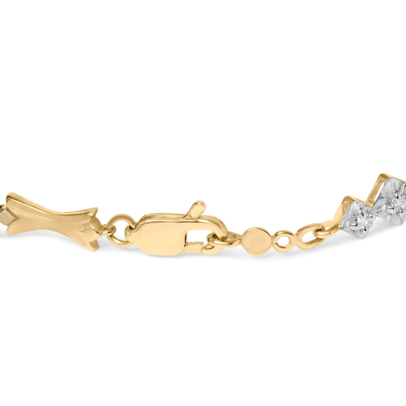Bids.com 10k Gold 1/3 Cttw Diamond Miracle Set Alternating Bar and Link Bracelet (I-J Color, I1-I2 Clarity) - 7.75" Inches Bracelets White Smoke YellowWhite.Gold / 7.75