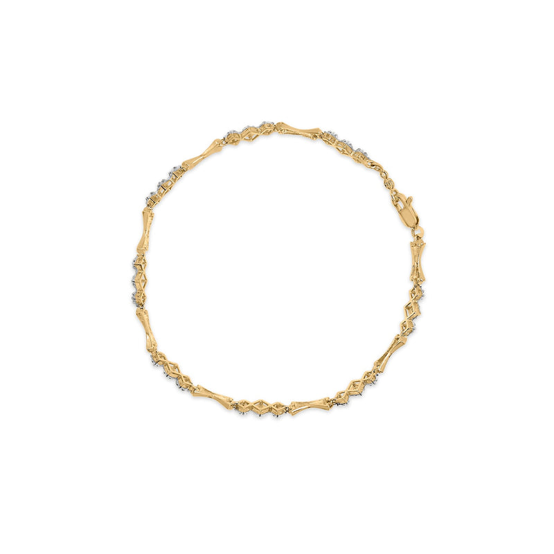 Bids.com 10k Gold 1/3 Cttw Diamond Miracle Set Alternating Bar and Link Bracelet (I-J Color, I1-I2 Clarity) - 7.75" Inches Bracelets White Smoke YellowWhite.Gold / 7.75
