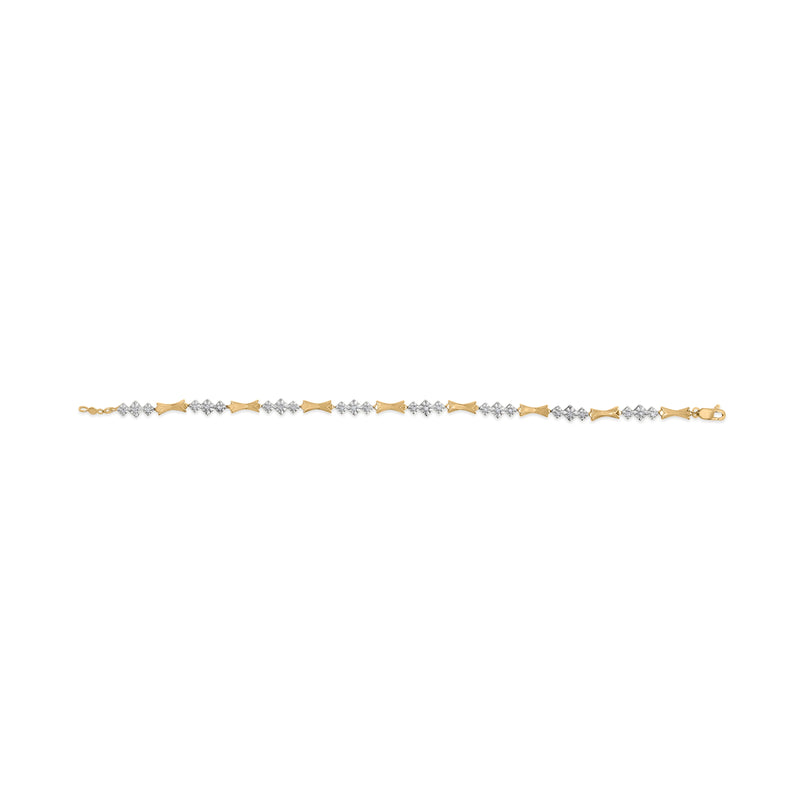 Bids.com 10k Gold 1/3 Cttw Diamond Miracle Set Alternating Bar and Link Bracelet (I-J Color, I1-I2 Clarity) - 7.75" Inches Bracelets Antique White YellowWhite.Gold / 7.75