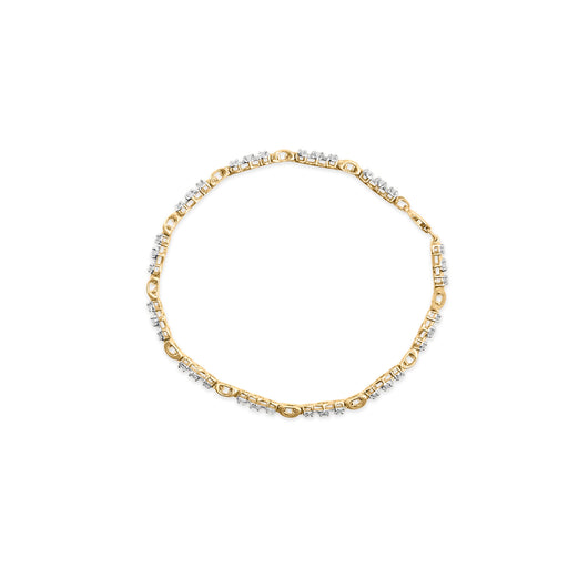 Bids.com 10k Yellow Gold 1.00 Cttw Diamond 3 Stone Link Bracelet (I-J Color, I1-I2 Clarity) -7.25" Inches Bracelets White Smoke YellowWhite.Gold / 7.25