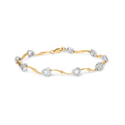 Bids.com 10k Two-Tone Gold 1/3 Cttw Diamond Pave Set Heart S-Link 7.25" Bracelet (I-J Color, I2-I3 Clarity) Bracelets White Smoke YellowWhite.Gold / 7.25