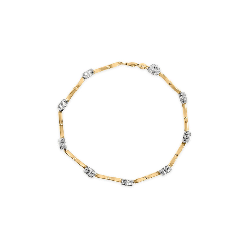 Bids.com 10k Two-Tone Gold 1/3 Cttw Diamond Pave Set Heart S-Link 7.25" Bracelet (I-J Color, I2-I3 Clarity) Bracelets White Smoke YellowWhite.Gold / 7.25