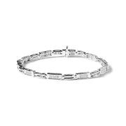 Bids.com 14K White Gold 1.0 Cttw Invisible Set Princess Cut Diamond Alternating Station and Link Tennis Bracelet (I-J Color, I1-I2 Clarity) - Size 7.25" Inches Bracelets White Smoke White.Gold / 7.25