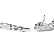 Bids.com 14K White Gold 1.0 Cttw Invisible Set Princess Cut Diamond Alternating Station and Link Tennis Bracelet (I-J Color, I1-I2 Clarity) - Size 7.25" Inches Bracelets White Smoke White.Gold / 7.25