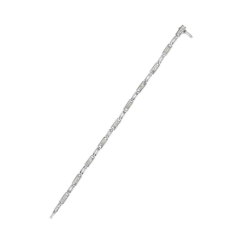 Bids.com 14K White Gold 1.0 Cttw Invisible Set Princess Cut Diamond Alternating Station and Link Tennis Bracelet (I-J Color, I1-I2 Clarity) - Size 7.25" Inches Bracelets White Smoke White.Gold / 7.25