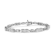 Bids.com 14K White Gold 1.0 Cttw Invisible Set Princess Cut Diamond Alternating Station and Link Tennis Bracelet (I-J Color, I1-I2 Clarity) - Size 7.25" Inches Bracelets White Smoke White.Gold / 7.25