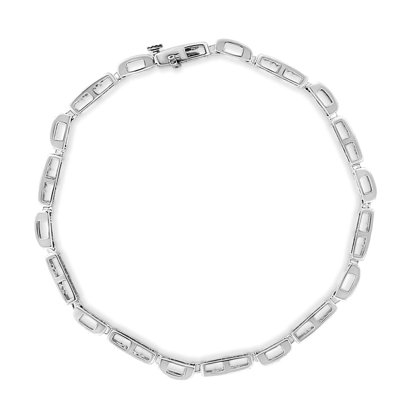 Bids.com 14K White Gold 1.0 Cttw Invisible Set Princess Cut Diamond Alternating Station and Link Tennis Bracelet (I-J Color, I1-I2 Clarity) - Size 7.25" Inches Bracelets White Smoke White.Gold / 7.25