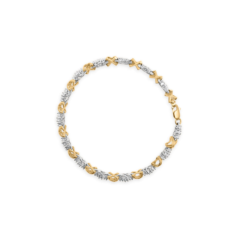 Bids.com 10K Two-Tone Gold 1.00 Cttw Diamond X-Link Link Bracelet Bracelets White Smoke YellowWhite.Gold / 7