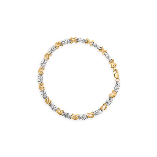 Bids.com 10K Two-Tone Gold 1.00 Cttw Diamond X-Link Link Bracelet Bracelets White Smoke YellowWhite.Gold / 7