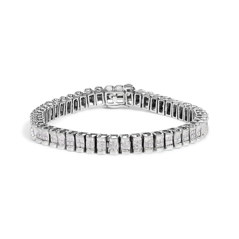 Bids.com 14K Yellow Gold 3.0 Cttw Princess Cut Quad Invisible Set Tennis Bracelet (H-I Color, SI1-SI2 Clarity) - 7â€ Bracelets White Smoke White.Gold / 7