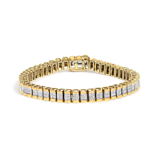 Bids.com 14K Yellow Gold 3.0 Cttw Princess Cut Quad Invisible Set Tennis Bracelet (H-I Color, SI1-SI2 Clarity) - 7â€ Bracelets White Smoke Yellow.Gold / 7