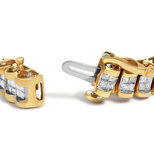 Bids.com 14K Yellow Gold 3.0 Cttw Princess Cut Quad Invisible Set Tennis Bracelet (H-I Color, SI1-SI2 Clarity) - 7â€ Bracelets White Smoke Yellow.Gold / 7,White.Gold / 7