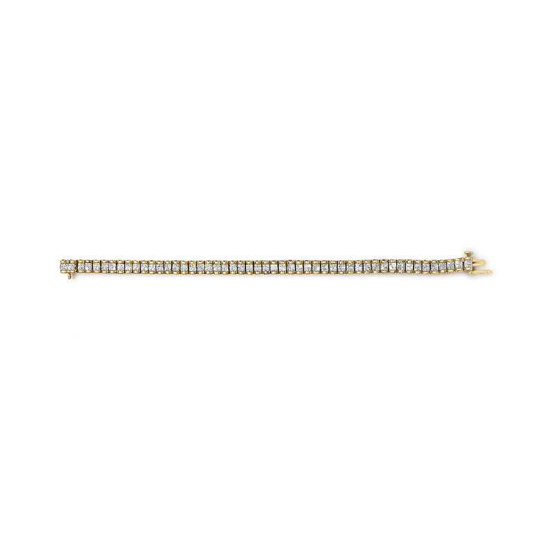 Bids.com 14K Yellow Gold 3.0 Cttw Princess Cut Quad Invisible Set Tennis Bracelet (H-I Color, SI1-SI2 Clarity) - 7â€ Bracelets White Smoke Yellow.Gold / 7,White.Gold / 7