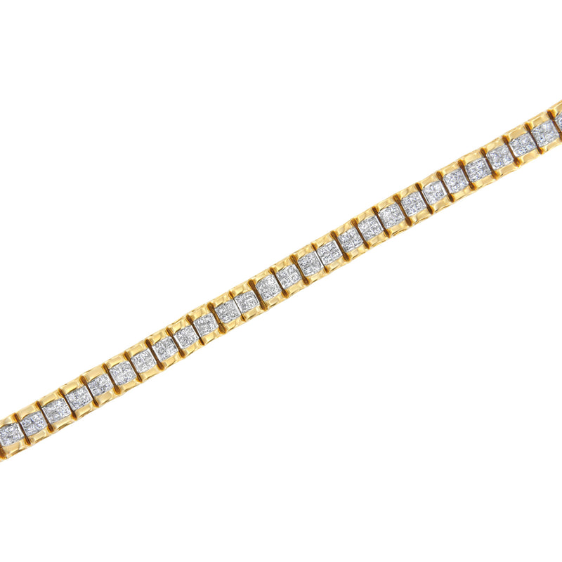 Bids.com 14K Yellow Gold 3.0 Cttw Princess Cut Quad Invisible Set Tennis Bracelet (H-I Color, SI1-SI2 Clarity) - 7â€ Bracelets White Smoke Yellow.Gold / 7,White.Gold / 7