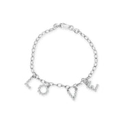 Bids.com 10k White Gold 1/6 Cttw Diamond "Love" Charm Cable Chain Bracelet (H-I Color, I1-I2 Clarity) - 7" Bracelets White Smoke White.Gold / 7