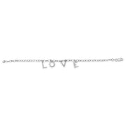 Bids.com 10k White Gold 1/6 Cttw Diamond "Love" Charm Cable Chain Bracelet (H-I Color, I1-I2 Clarity) - 7" Bracelets White Smoke White.Gold / 7