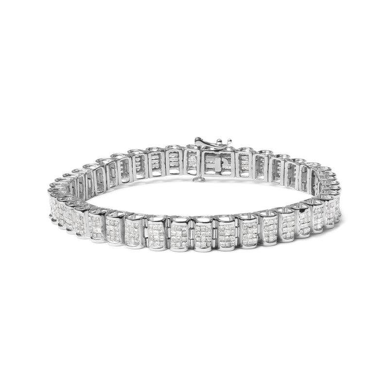 Bids.com 14K Yellow Gold 5.0 Cttw Invisible Set Princess-cut Diamond Buckle Link Tennis Bracelet (H-I Color, SI2-I1 Clarity) - Size 7.25" Bracelets White Smoke White.Gold / 7.5
