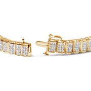 Bids.com 14K Yellow Gold 5.0 Cttw Invisible Set Princess-cut Diamond Buckle Link Tennis Bracelet (H-I Color, SI2-I1 Clarity) - Size 7.25" Bracelets White Smoke White.Gold / 7.5,Yellow.Gold / 7.25