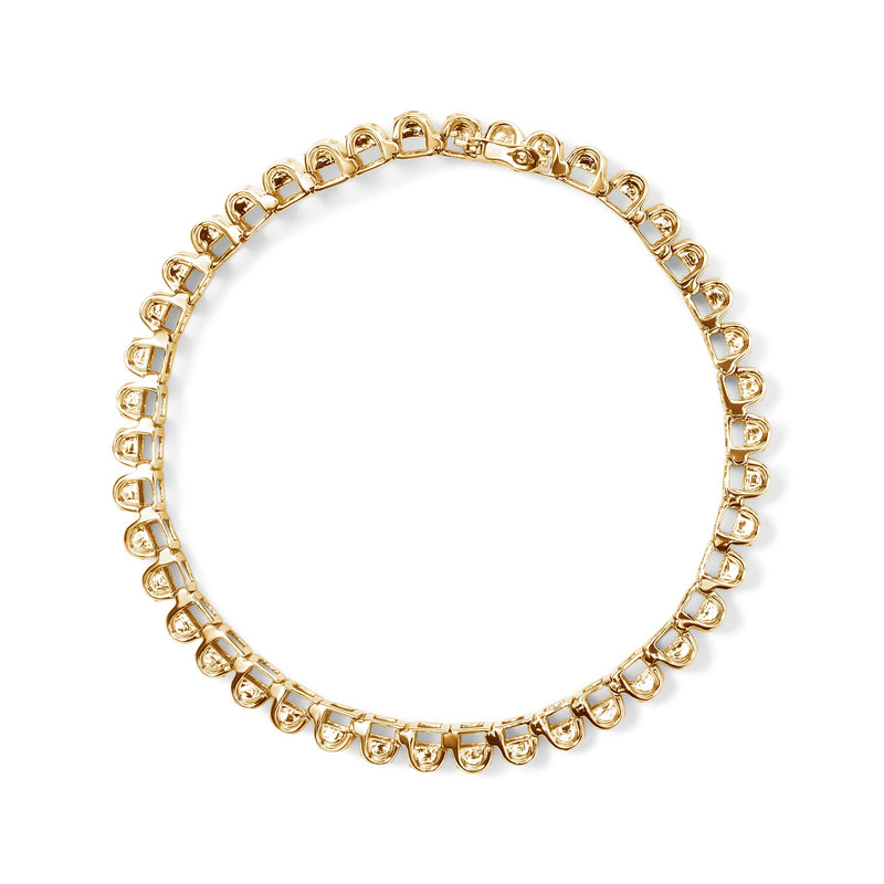 Bids.com 14K Yellow Gold 5.0 Cttw Invisible Set Princess-cut Diamond Buckle Link Tennis Bracelet (H-I Color, SI2-I1 Clarity) - Size 7.25" Bracelets White Smoke White.Gold / 7.5,Yellow.Gold / 7.25
