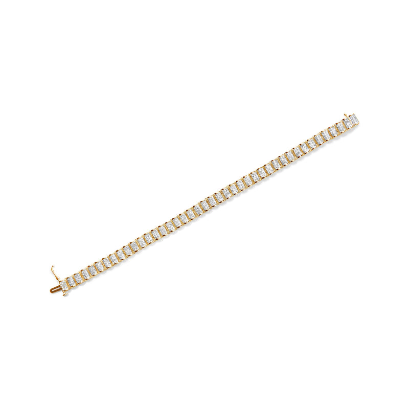 Bids.com 14K Yellow Gold 5.0 Cttw Invisible Set Princess-cut Diamond Buckle Link Tennis Bracelet (H-I Color, SI2-I1 Clarity) - Size 7.25" Bracelets White Smoke White.Gold / 7.5,Yellow.Gold / 7.25