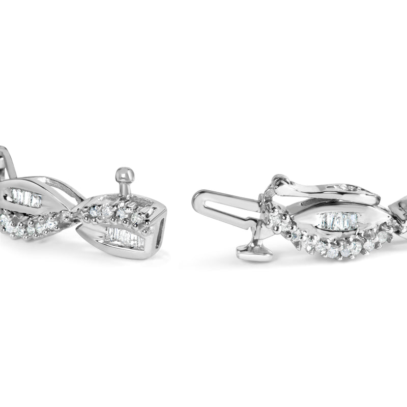 Bids.com 14K White Gold 2.00 Cttw Diamond Swirl and Pear Shape Link Bracelet (I-J Color, I2-I3 Clarity) - 7" Bracelets White Smoke White.Gold / 7