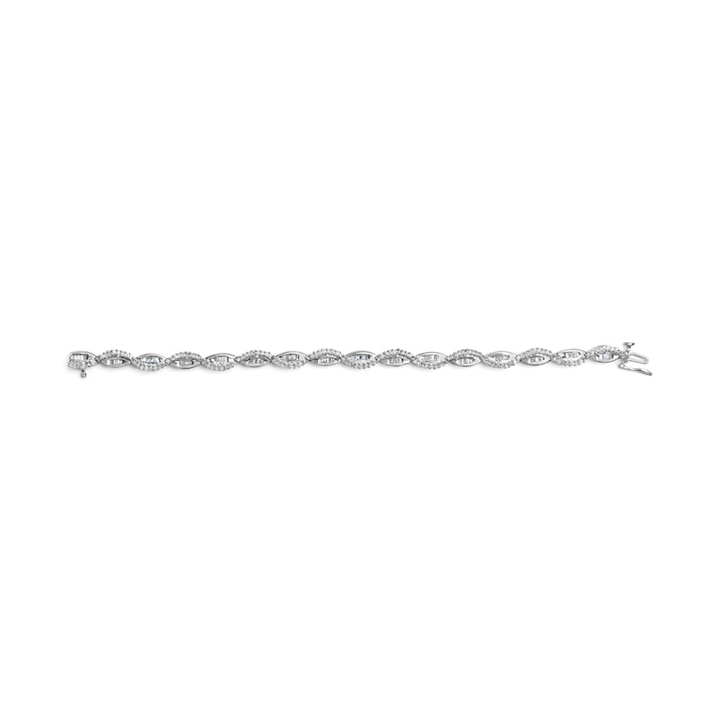Bids.com 14K White Gold 2.00 Cttw Diamond Swirl and Pear Shape Link Bracelet (I-J Color, I2-I3 Clarity) - 7" Bracelets White Smoke White.Gold / 7