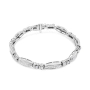 Bids.com 14K White Gold 2.0 Cttw Channel-Set Alternating Baguette and Princess-Cut Diamond Link Bracelet (H-I Color, SI2-I1 Clarity) - Size 7 Bracelets White Smoke White.Gold / 7