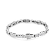 Bids.com 14K White Gold 2.0 Cttw Channel-Set Alternating Baguette and Princess-Cut Diamond Link Bracelet (H-I Color, SI2-I1 Clarity) - Size 7 Bracelets White Smoke White.Gold / 7