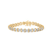 Bids.com 10K Yellow Gold Plated .925 Sterling Silver 2.0 Cttw Round Diamond Cluster "X" Shaped Link Bracelet (H-I Color, I3 Clarity) - 7" Bracelets White Smoke Yellow.Sterling Silver / 7