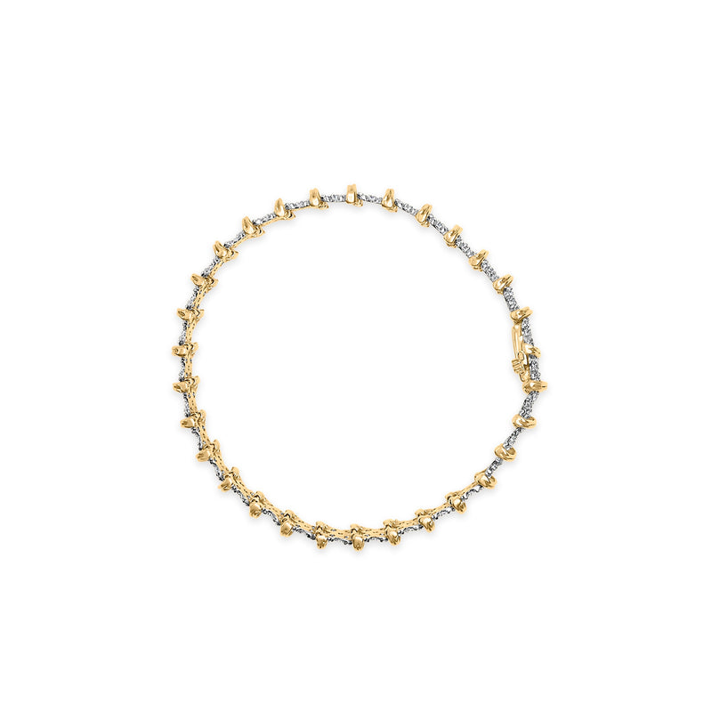 Bids.com 10K Yellow Gold Plated .925 Sterling Silver 2.0 Cttw Round Diamond Cluster "X" Shaped Link Bracelet (H-I Color, I3 Clarity) - 7" Bracelets White Smoke Yellow.Sterling Silver / 7