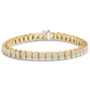 Bids.com 14K Yellow Gold 8.00 Cttw Half Bezel Set Diamond Tennis Bracelet (H-I Color, SI2-I1 Clarity) - 7" Inches Bracelets White Smoke Yellow.Gold / 7