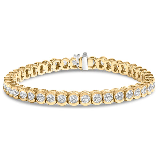 Bids.com 14K Yellow Gold 8.00 Cttw Half Bezel Set Diamond Tennis Bracelet (H-I Color, SI2-I1 Clarity) - 7" Inches Bracelets White Smoke Yellow.Gold / 7