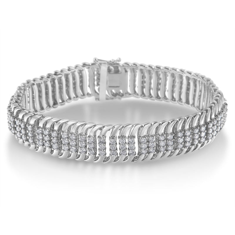 Bids.com 14K White Gold 5.0 Cttw Round Brilliant Cut Diamond 7" S Wave Serpentine Tennis Bracelet (H-I Color, I1-I2 Clarity) Bracelets Gray White.Gold / 7