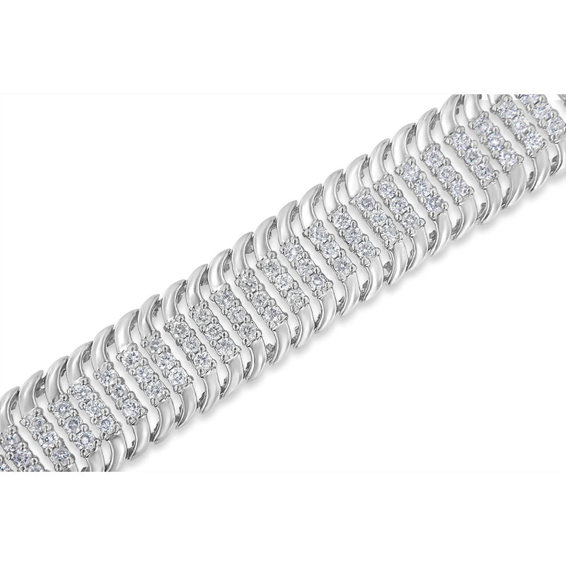Bids.com 14K White Gold 5.0 Cttw Round Brilliant Cut Diamond 7" S Wave Serpentine Tennis Bracelet (H-I Color, I1-I2 Clarity) Bracelets White Smoke White.Gold / 7