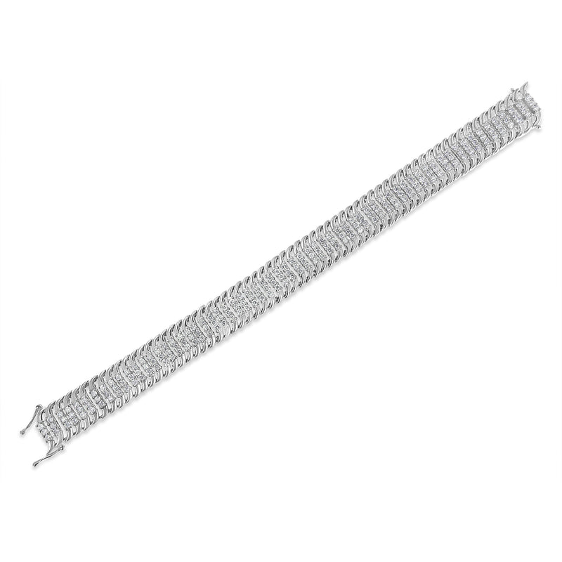 Bids.com 14K White Gold 5.0 Cttw Round Brilliant Cut Diamond 7" S Wave Serpentine Tennis Bracelet (H-I Color, I1-I2 Clarity) Bracelets White Smoke White.Gold / 7