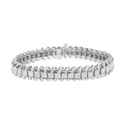 Bids.com 14K White Gold 5.0 Cttw Princess Cut Diamond 7" Invisible Set Wavy S-Link Tennis Bracelet (G-H Color, SI1-SI2 Clarity) Bracelets White Smoke White.Gold / 7
