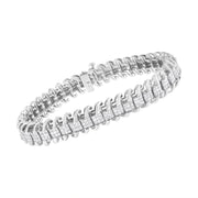 Bids.com 14K White Gold 5.0 Cttw Princess Cut Diamond 7" Invisible Set Wavy S-Link Tennis Bracelet (G-H Color, SI1-SI2 Clarity) Bracelets White Smoke White.Gold / 7