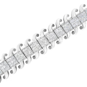 Bids.com 14K White Gold 5.0 Cttw Princess Cut Diamond 7" Invisible Set Wavy S-Link Tennis Bracelet (G-H Color, SI1-SI2 Clarity) Bracelets White Smoke White.Gold / 7