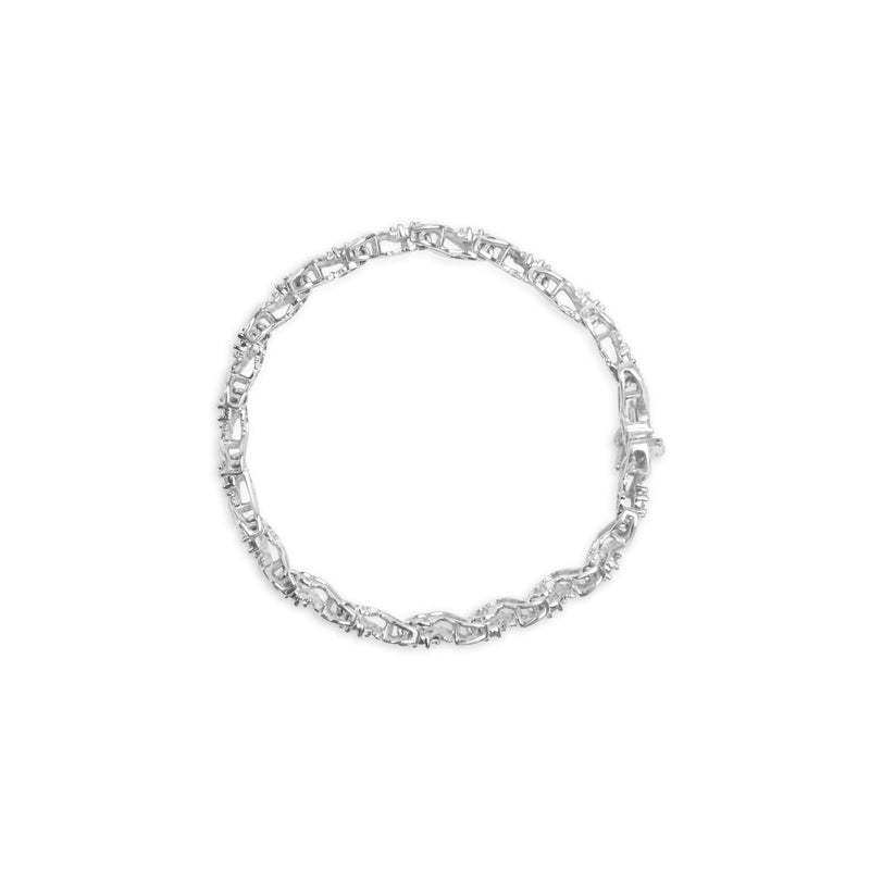 Bids.com 14K White Gold 2.00 Cttw Diamond Cluster and Spiral Link Bracelet (I-J Color, I1-I2 Clarity) - 7" Bracelets White Smoke White.Gold / 7