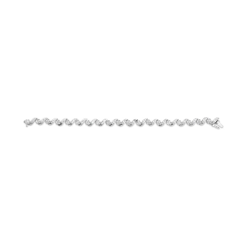 Bids.com 14K White Gold 2.00 Cttw Diamond Cluster and Spiral Link Bracelet (I-J Color, I1-I2 Clarity) - 7" Bracelets White Smoke White.Gold / 7