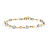 Bids.com 10K White and Yellow Gold 1.00 Cttw Diamond Oval Shaped Cluster Link  Bracelet (I-J Color, SI2-I1 Clarity) - 7" Inches Bracelets White Smoke YellowWhite.Gold / 7