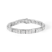 Bids.com 10K White Gold Round and Baguette Cut Diamond Bracelet (2.00 cttw, H-I Color, I2-I3 Clarity) Bracelets White Smoke White.Gold / 7