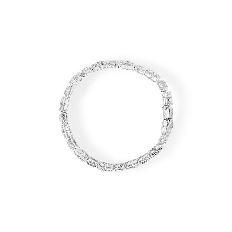 Bids.com 10K White Gold Round and Baguette Cut Diamond Bracelet (2.00 cttw, H-I Color, I2-I3 Clarity) Bracelets White Smoke White.Gold / 7