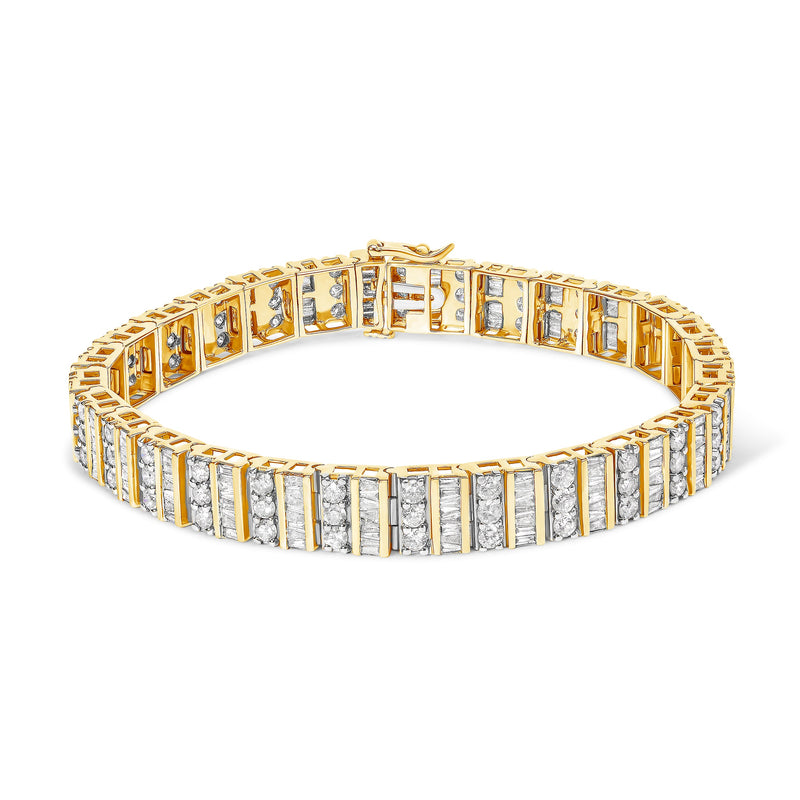 Bids.com 14K Yellow Gold 5.50 Cttw Round and Baguette Diamond Link Bracelet Bracelets White Smoke Yellow.Gold / 7