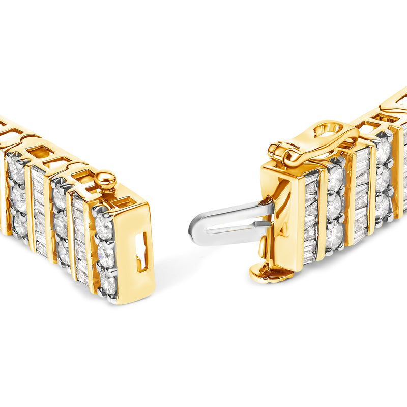Bids.com 14K Yellow Gold 5.50 Cttw Round and Baguette Diamond Link Bracelet Bracelets White Smoke Yellow.Gold / 7