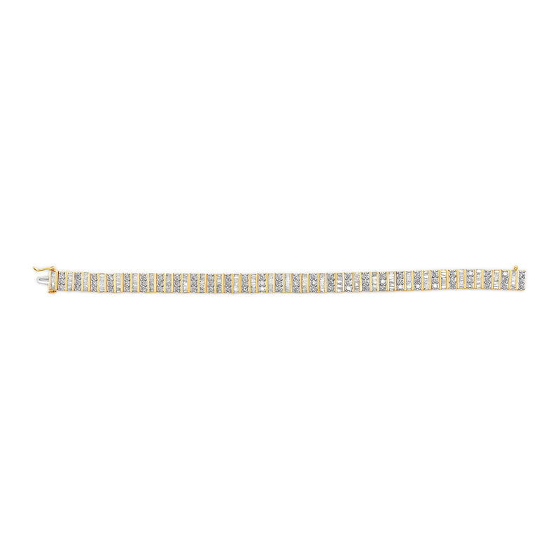 Bids.com 14K Yellow Gold 5.50 Cttw Round and Baguette Diamond Link Bracelet Bracelets Gray Yellow.Gold / 7