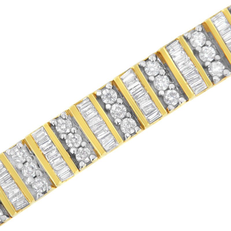 Bids.com 14K Yellow Gold 5.50 Cttw Round and Baguette Diamond Link Bracelet Bracelets White Smoke Yellow.Gold / 7